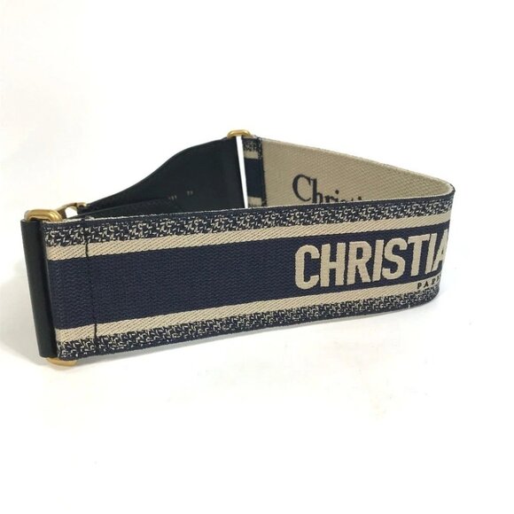Dior B0003CBTE_M928 CDHardware Embroidered Canvas logo belt Navy x Beige main image 9